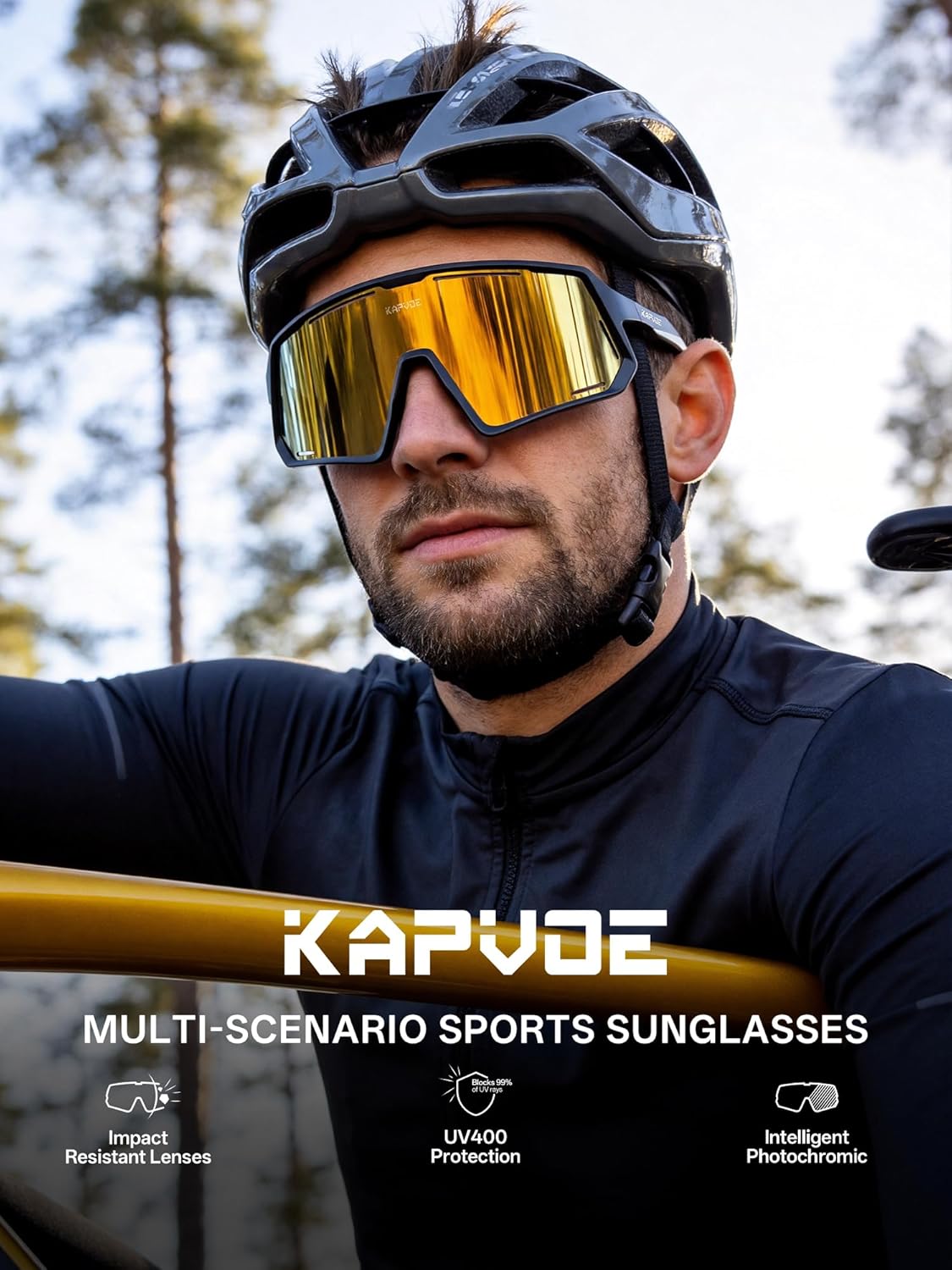 KAPVOE Anti-fog Photochromic Cycling Glasses Men Women Clear Mountain Bike Sunglasses Transition Sports Triathlon MTB K164