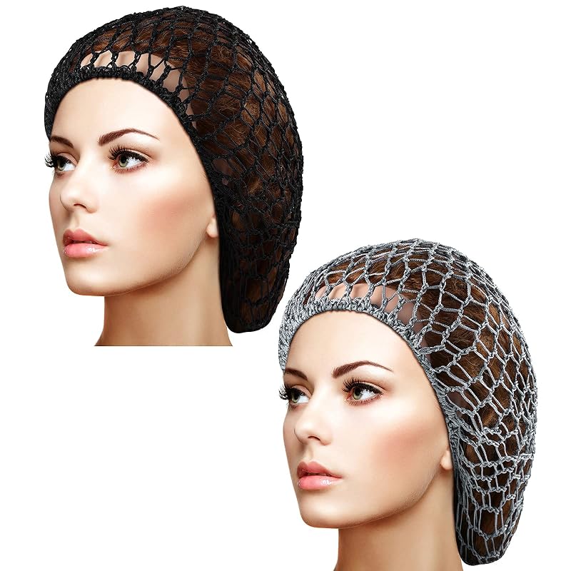 Waydress Toucas de Crochê para Cabelo, 2 Unidades, Preto e Cinza
