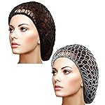 Waydress 2 Pieces Mesh Hair Net Rayon Knit Snood Women Crocheted Sleep Cap (Black, Gray)