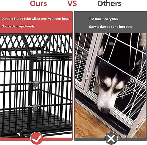 Miniatura 2 de Jaula indestructible para perros de 50 pulgadas, resistente y de alta ansiedad, a prueba de golpes, jaula de techo puntiaguda de metal para perros