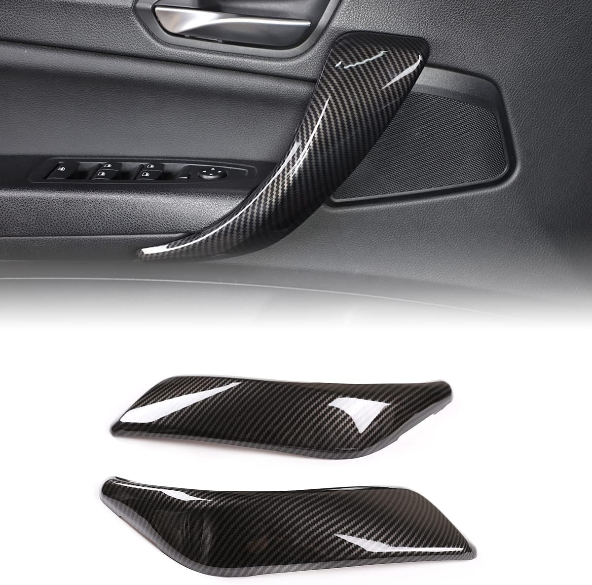METYOUCAR Car Interior Handle Protection Cover for 1 Series 2 Series F20 F21 F22 F23 2012-2018, Door Handle Panel Pull Handle Trim (Carbon Fiber)