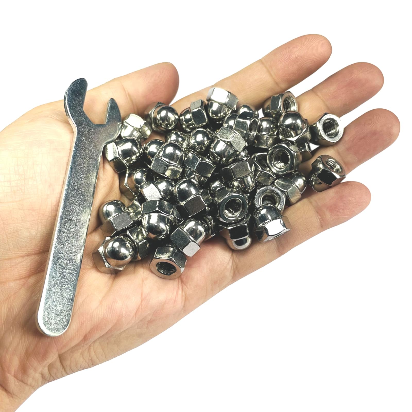 Stainless Steel Acorn Nuts - 50 Pack with Wrench -3