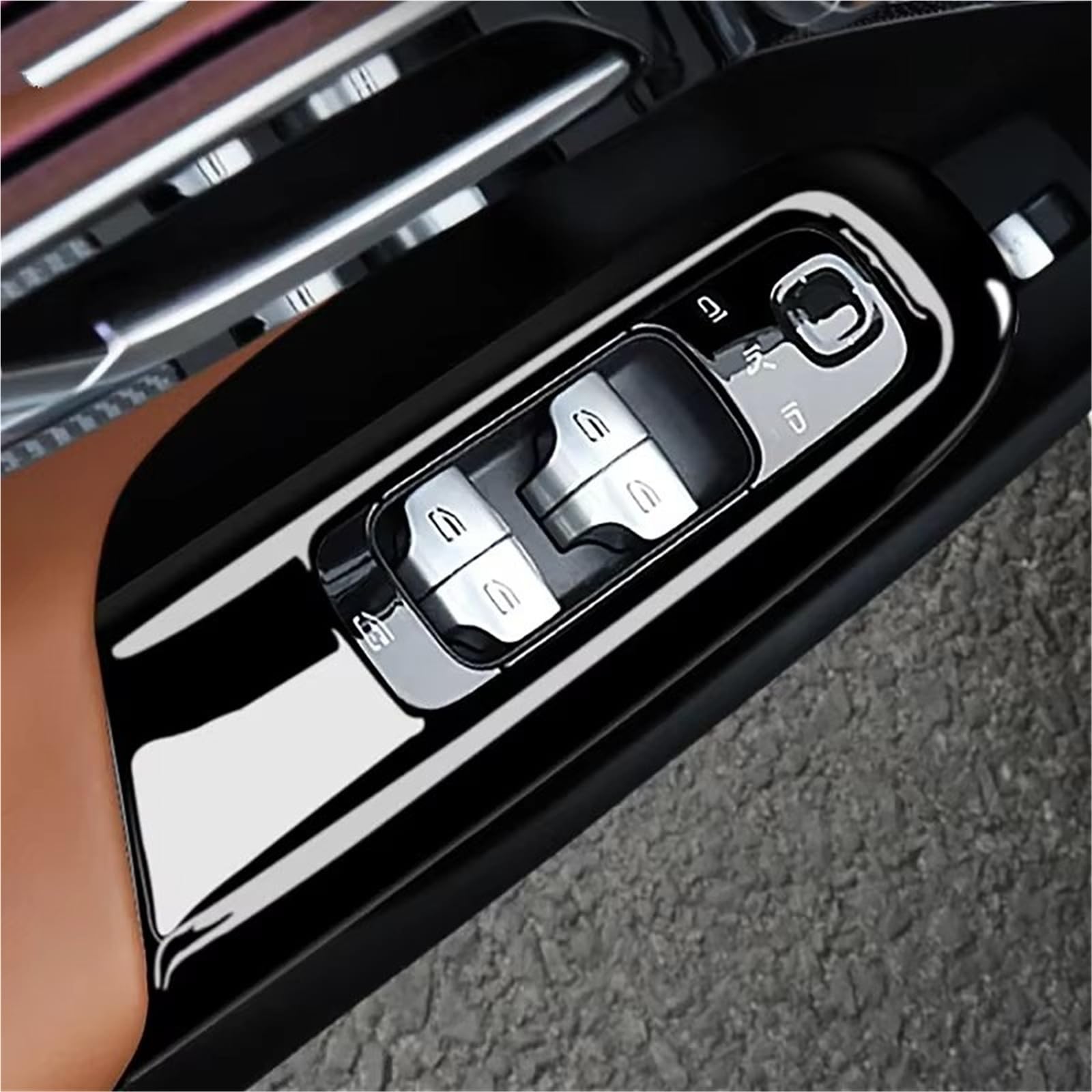 Cambio Pannello Telaio Copertura Pannell Per Benz Per Classe E Per W214 2024 Pannello Copertura Pulsante Sollevamento Vetro Finestrino Bracciolo Della Portiera Motivo Auto(Black LHD)