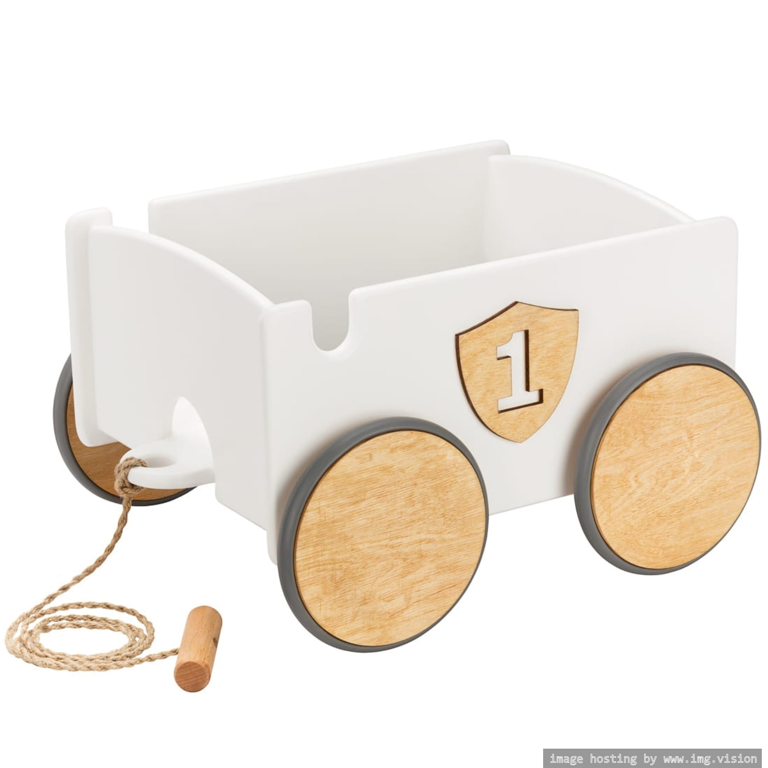 Remorque en Bois avec nom - Magic Box - (Blanc)