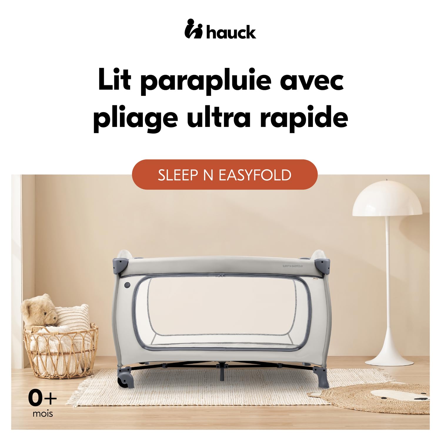 hauck Lit Parapluie Bébé Sleep N Easyfold I Pliage Ultra Rapide, Dark Grey | Innovation Award 2026, inclus ouverture XL, sac de transport I De la naissance à 15 kg/3 ans, lit bébé et parc (sans matelas)