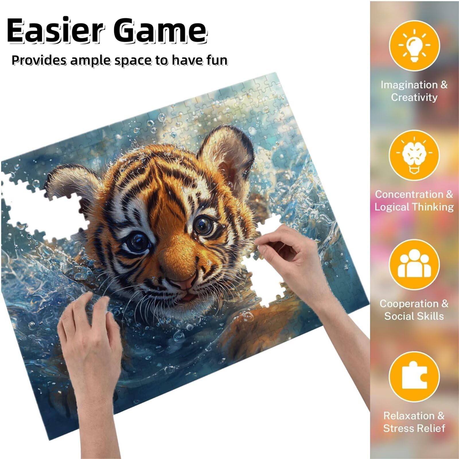 Jigsaw Puzzle, 4000 Pezzi Puzzle Classici, Tigre Puzzle Rilassamento Intelligence, Mpossibile Difficile Puzzles impegnativo per adulti Puzzles per Gioco Familiare, Regalo per Amore Amico Animali K0F39