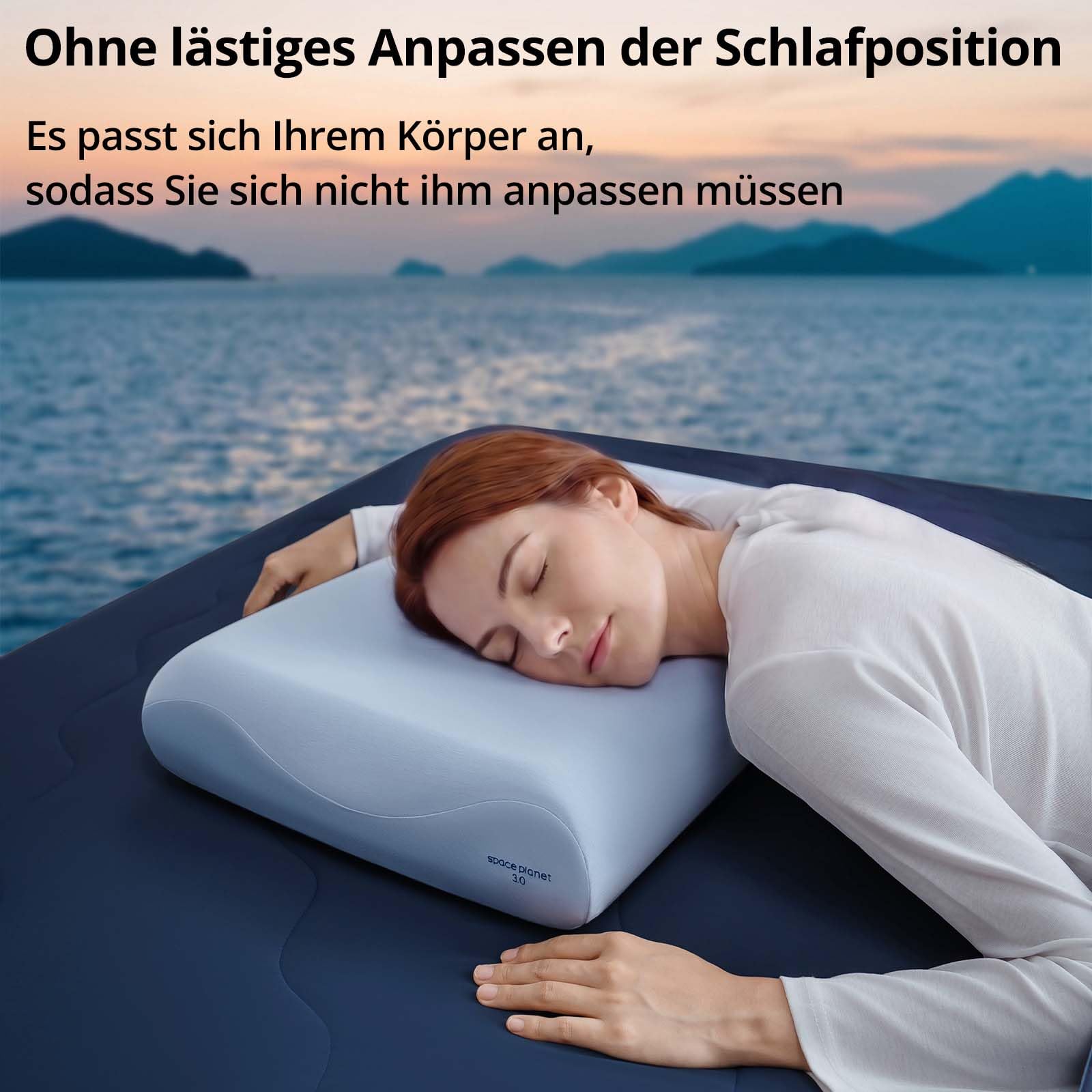 Ergonomisches Nackenkissen-Seitenschläferkissen mit Memory Schaum, Blau