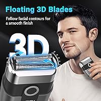 Vista 2 de Electric Foil Shavers for Men: Mini Electric Razor, Foil Shaver for Face, IPX7 Waterproof Wet Dry Cordless Razor with 3 Floating Blades, LED Display
