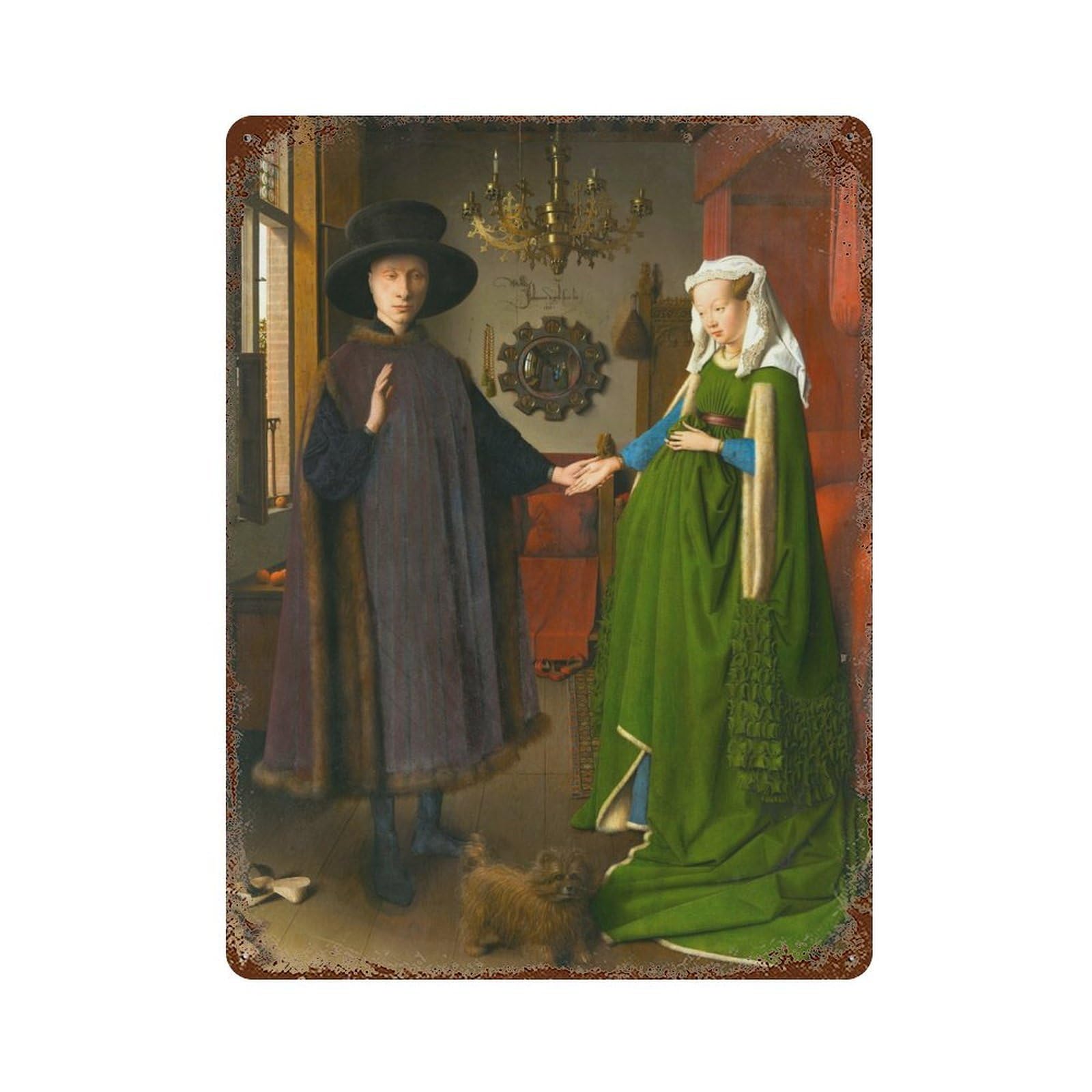 The Arnolfini Portrait Vintage Metal Tin Sign 15.7"x11.8", Ideal for Cafe, Home Bar And Lounge Decor