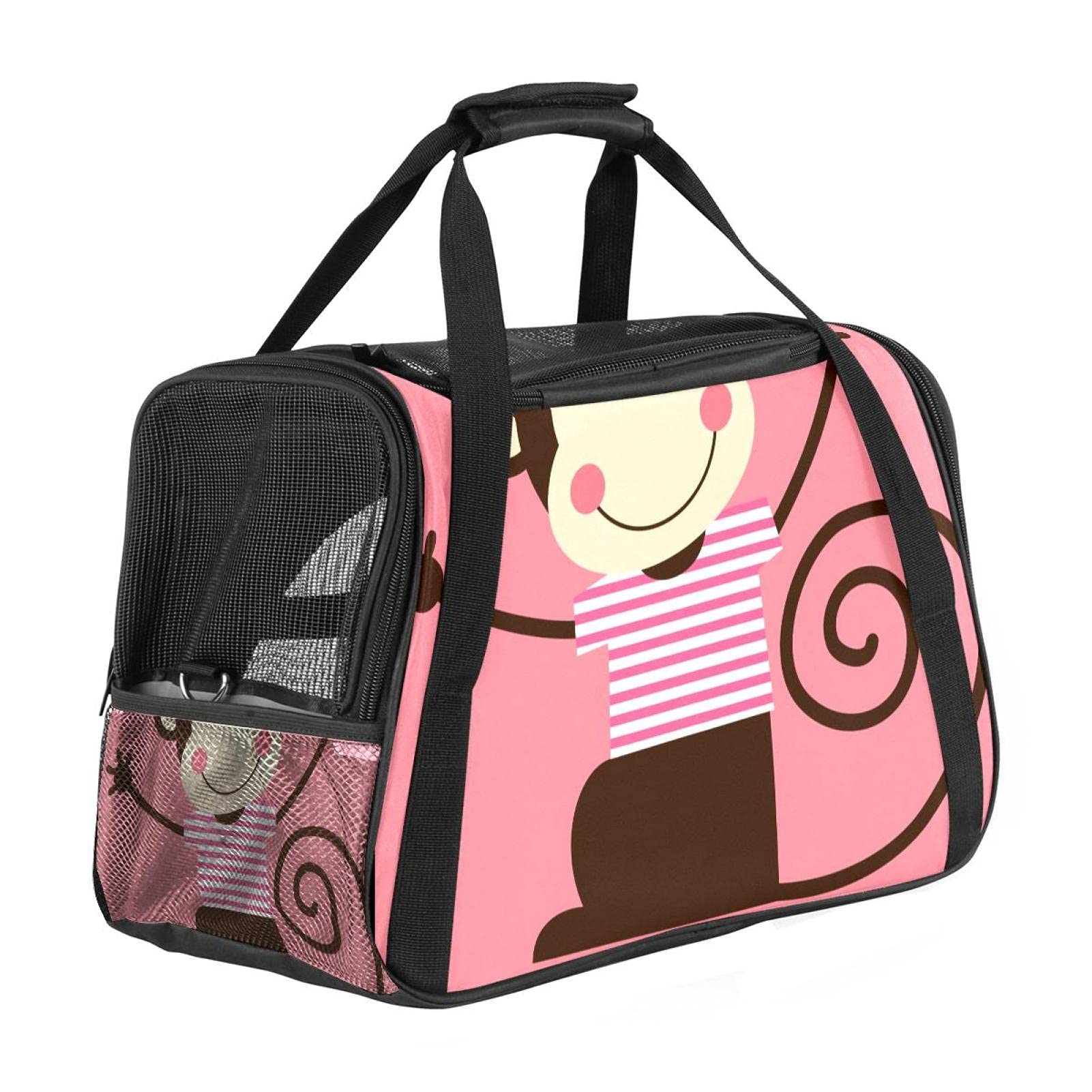 Sac de transport pour chat chien lapin côté doux rose imprimé
