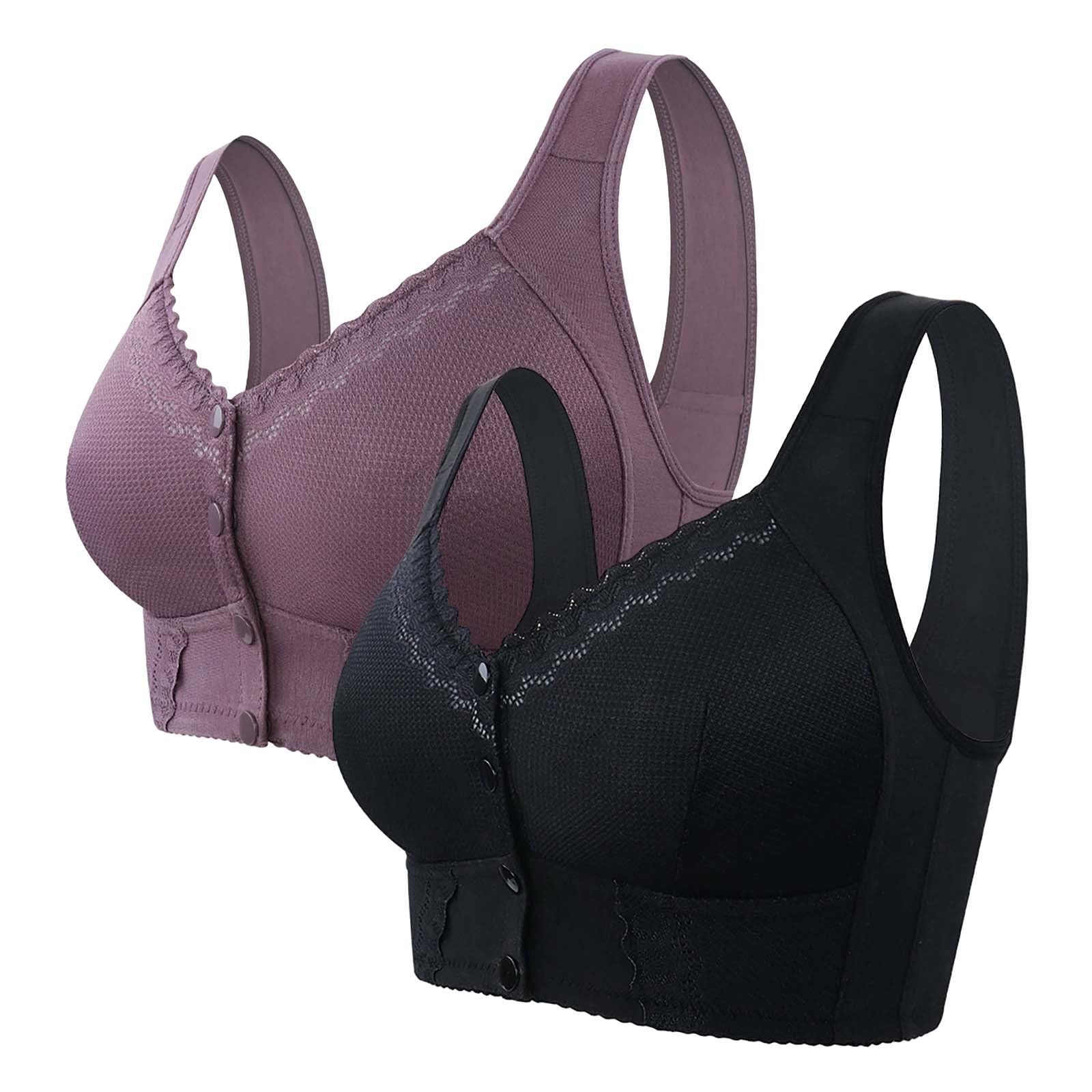 1/2/3 PCS Front Fastening Bras for Women Uk Plus Size Non Wired Front Fastening Bras Breathable Full Coverage Womens Bras Comfortable Soft Lace Ladies Bras Gifts for Women Today's Deals 2024 New