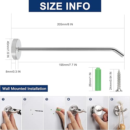 Miniatura 2 de NearMoon Ganchos para colgar abrigos, ganchos de montaje en pared para colgar sombrero, bata Hurse, perchas de acero inoxidable 304 resistentes para