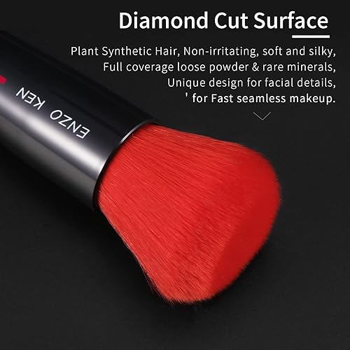 Miniatura 3 de ENZO KEN - Brocha de base Kabuki de doble punta con esponja de maquillaje de ENZO KEN, cepillo de contorno de crema de viaje portátil, cepillo de