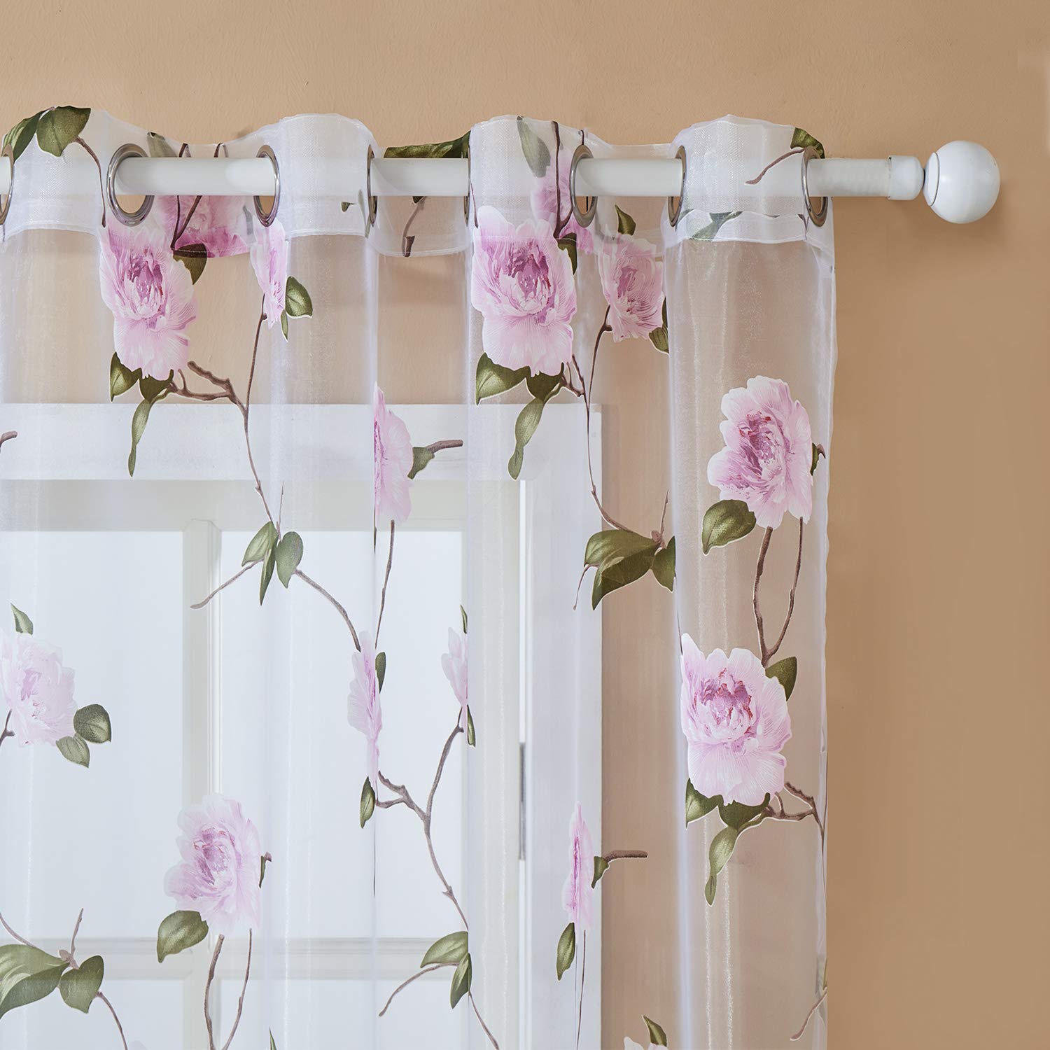 Pink patterned curtains