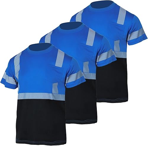 VENDACE Camisetas de seguridad para hombre, reflectantes, de alta visibilidad, paquete de 3 camisetas de manga corta Hi Vis, para trabajo de