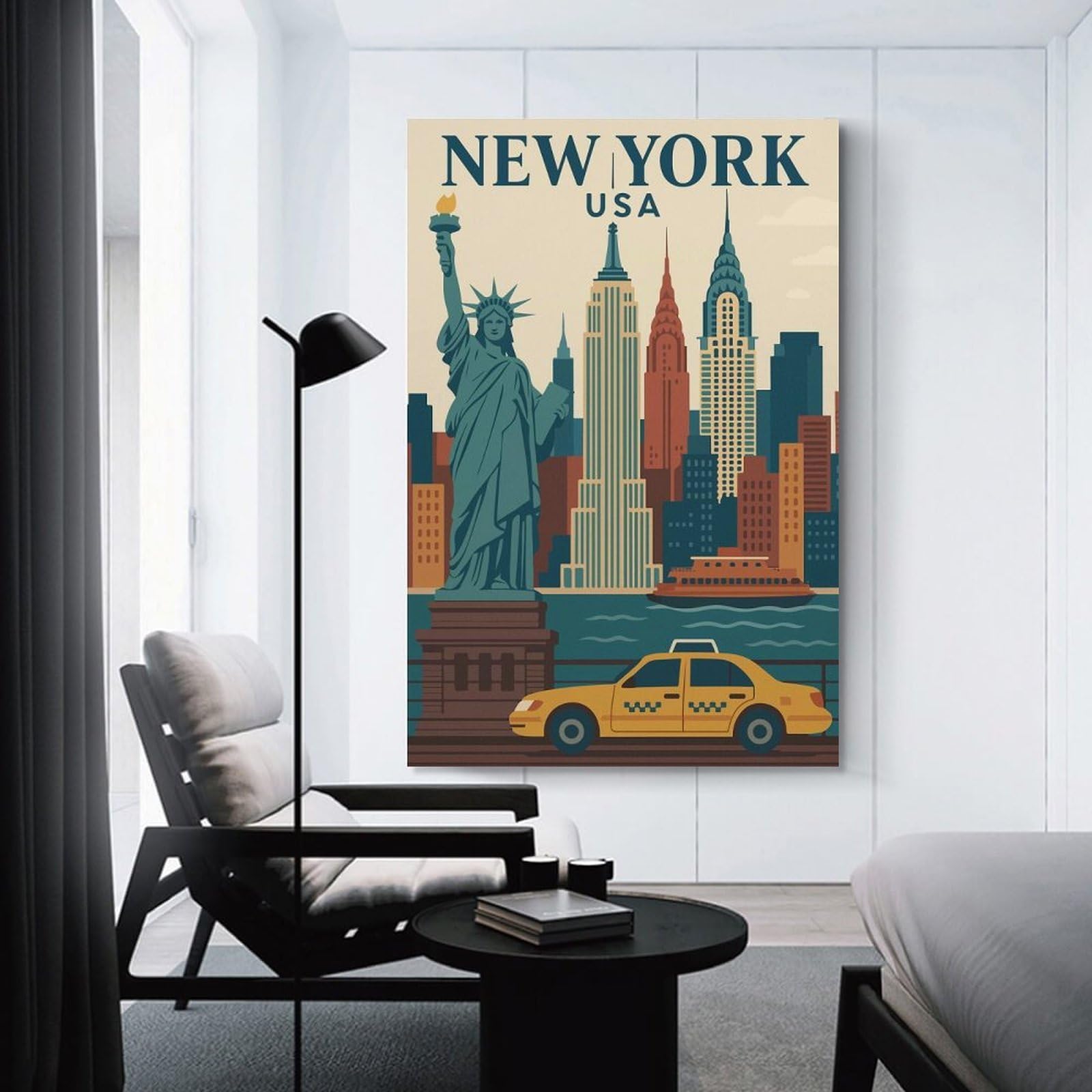 Junmoney New York City Travel Room Decor Wall Art 16x24inch(40x60cm), for Corridors, Hallways Or Apartment Entries, Decorative Wall Art for Narrow Spaces