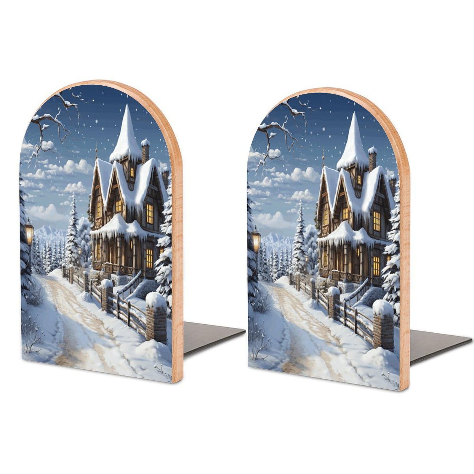Sujetalibros para estantes de Navidad estables para organizar libros de invierno en casa