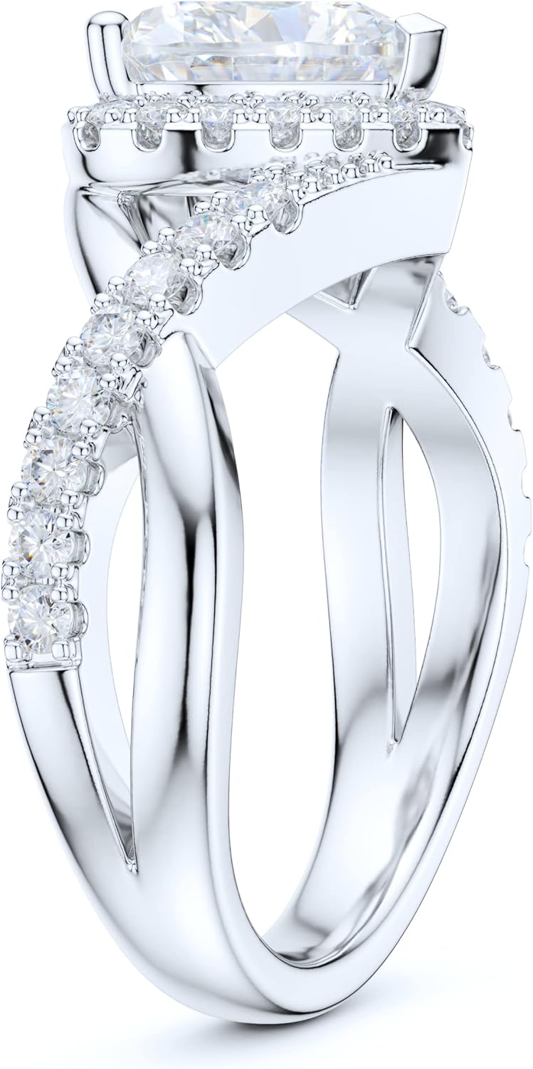 Sterling Silver Split Shank Fancy Infinite Heart Shape Simulated Diamond or Genuine Moissanite Halo Ring Promise Ring Engagement Ring - Image 4