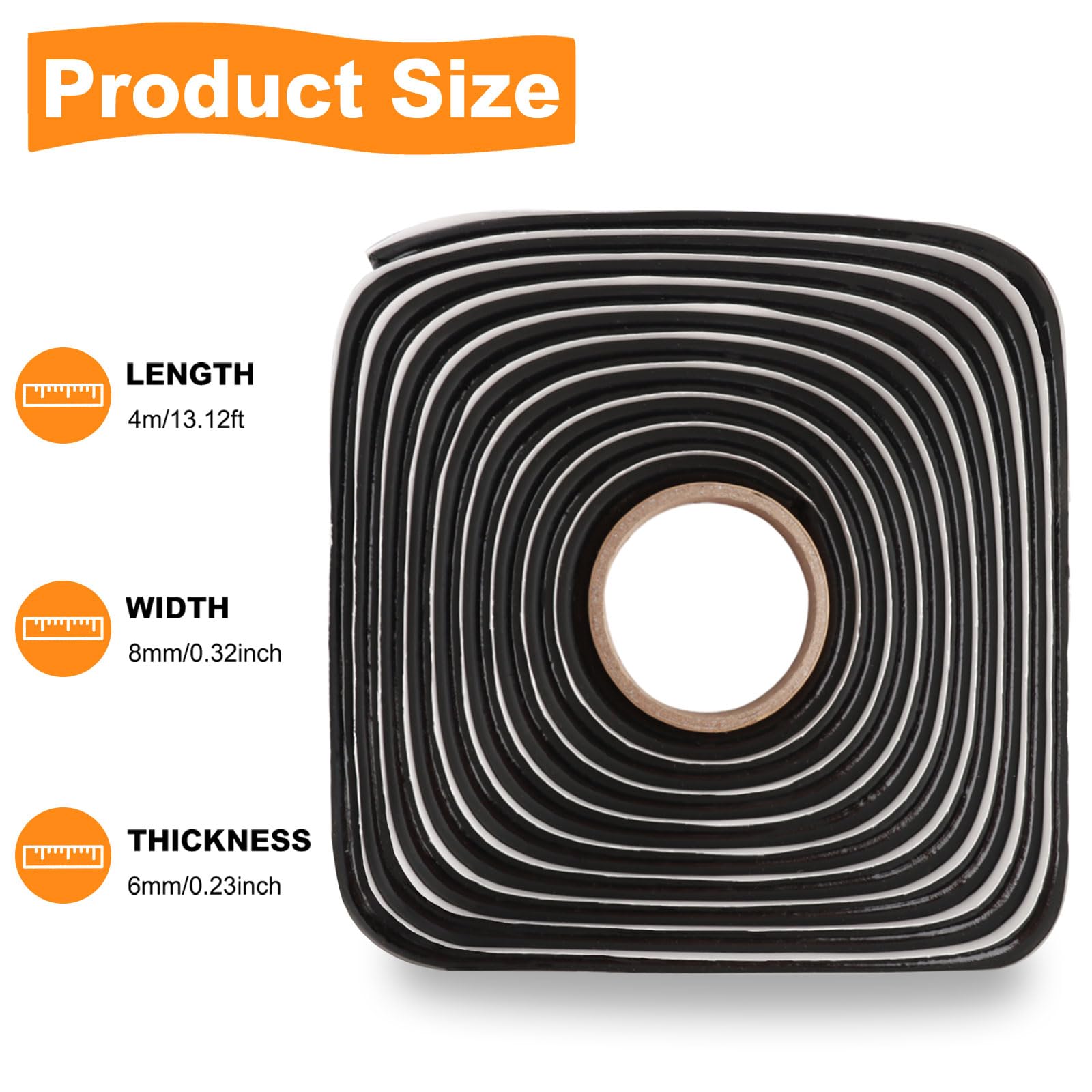 1 Piece Butyl Sealant Tape 9.5mm Diameter x 13ft, Black Butyl Sealant Rubber, Headlight Sealant - Image 2
