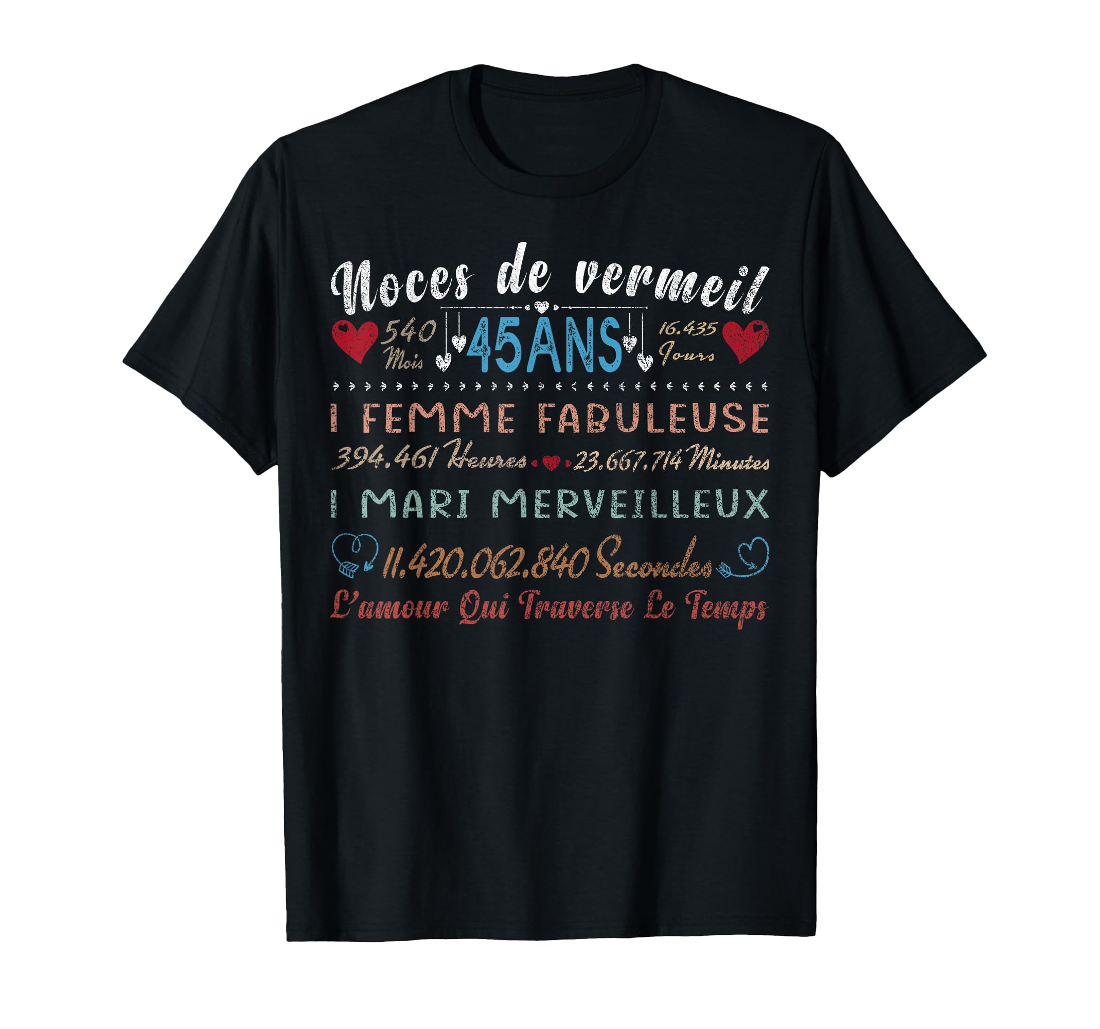 T-shirt Homme 44 Ans Anniversaire Ou 44ème Mariage - Marque Gildan, Coton, Coupe Ample, Neuf Sur Commande