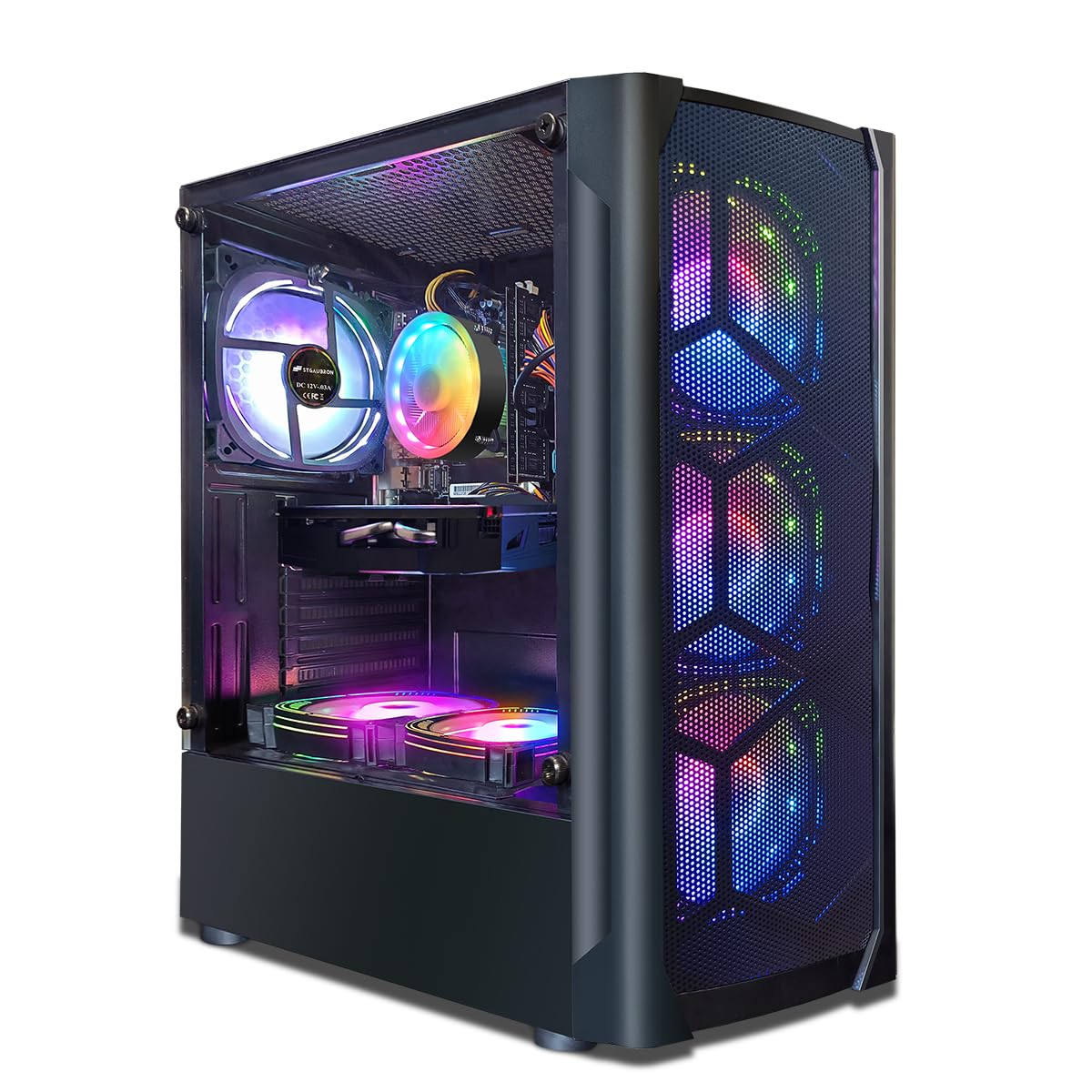 STGsivirGaming PC Desktop Computer Tower, Intel Core i7 3.4-3.9GHz, RX 580 8G, 16GB RAM, 512GB SSD, 600M WiFi, BT 5.0, Black RGB Gaming Case, Windows 10