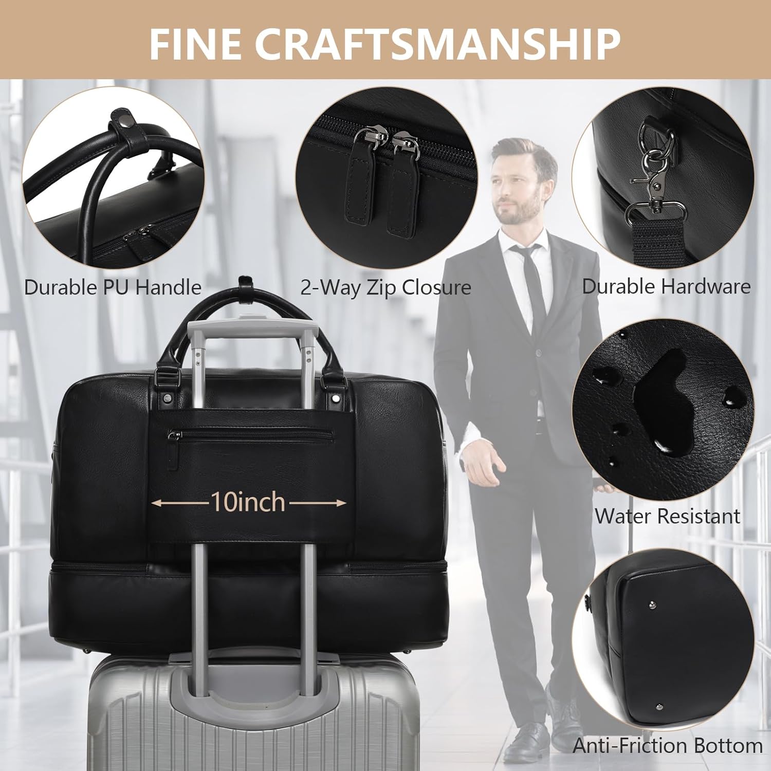 Wogarl Weekender Bag for Women Men Large Overnight Bag Travel Duffel Bag with Shoe Compartment Toiletry Satchel Bag Carry On Bag Fit 21" Laptop - Image 4