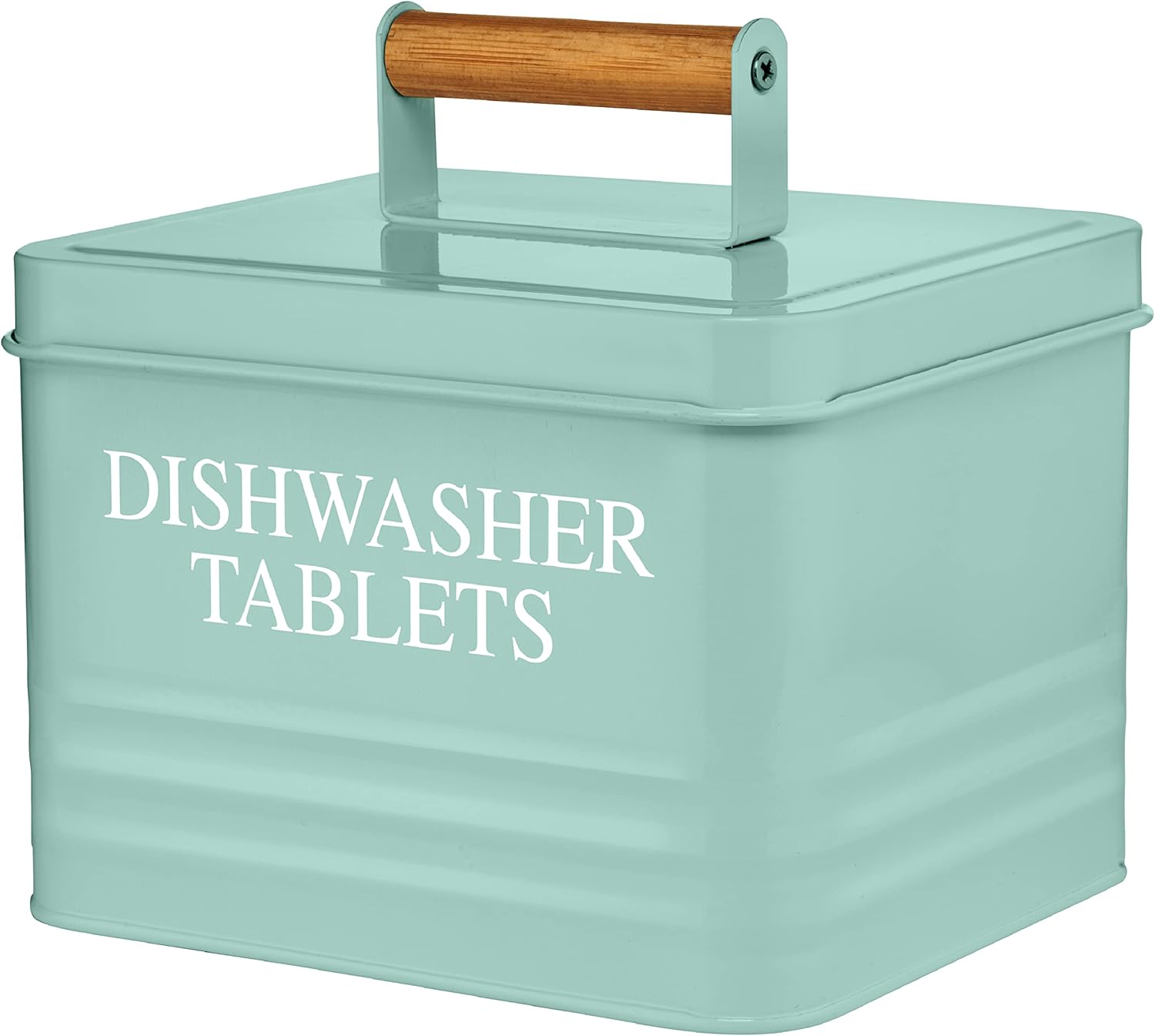 Calindiana Modern Farmhouse Metal Dishwasher Pods Container Holder with Lid for Kitchen Organization and Storage, Kitchen Essentials Decor Accessories, White