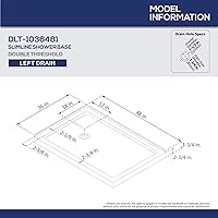 Vista 2 de DreamLine SlimLine DLT-1036481 - Base de ducha de doble umbral de drenaje izquierdo de 36 pulgadas de profundidad x 48 pulgadas de ancho x 2 34