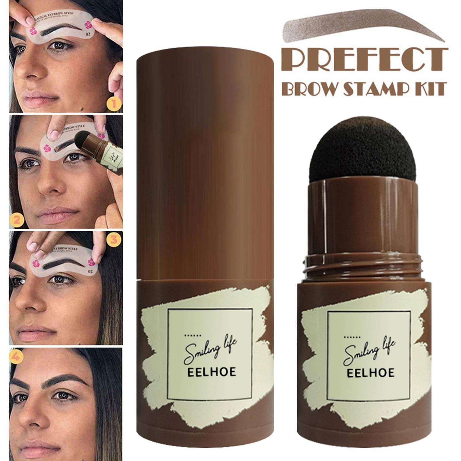 Juego de 10 sellos en polvo para cejas con plantillas de cejas negro-marrón y 24x, negro marrón y 24 piezas