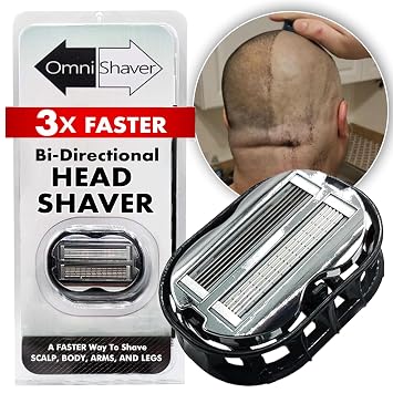Premium Omnishaver Bi-Directional Shavers for Men & Women | 3x Faster Than Disposable Razors | Smooth, and Safe | Self-Cleaning, Self-Sharpening Razor Blades for Shaving Head, Legs, Arms, Body Black