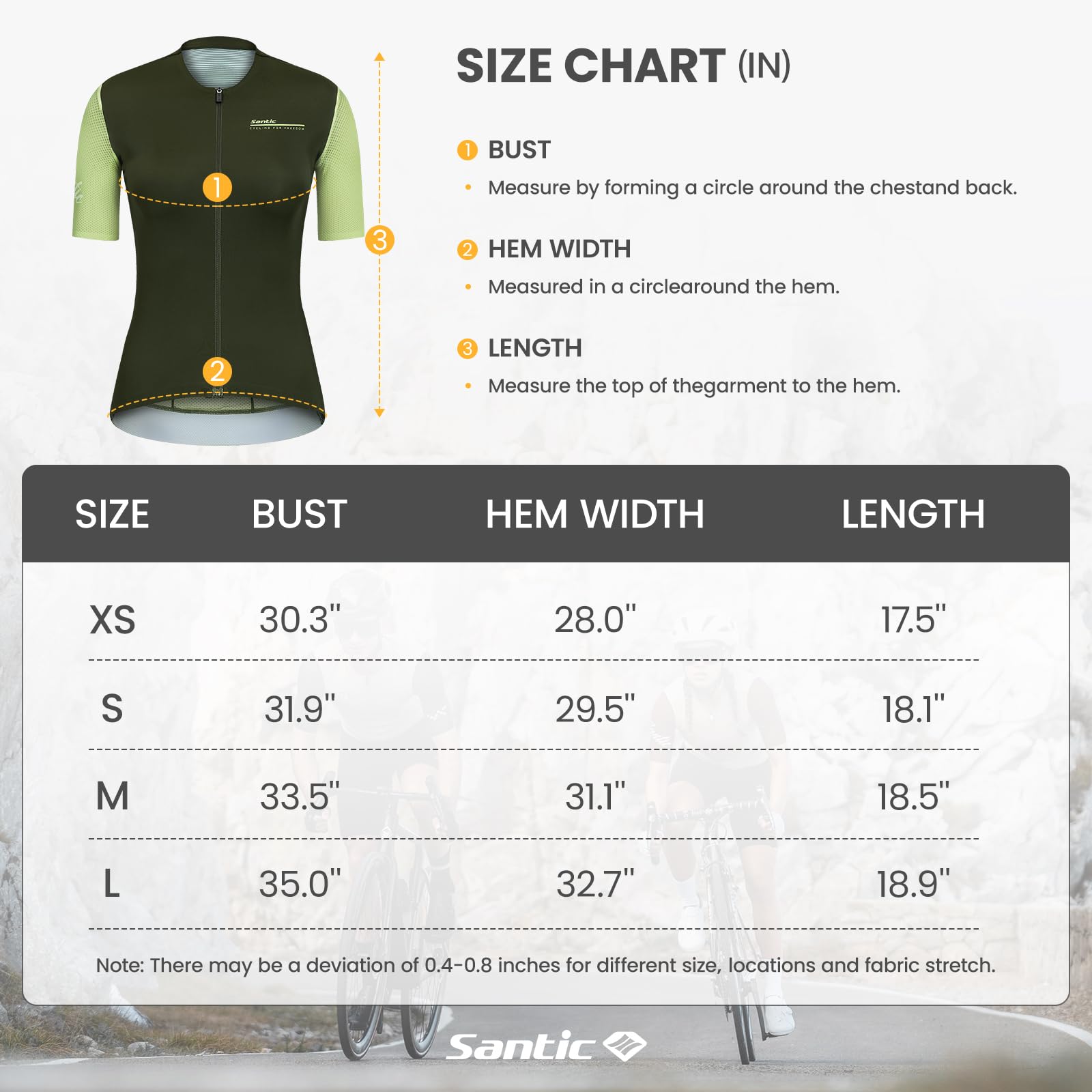 Santic Maillot de ciclismo para mujer, manga corta, con cremallera completa, UPF 50+, con bolsillos