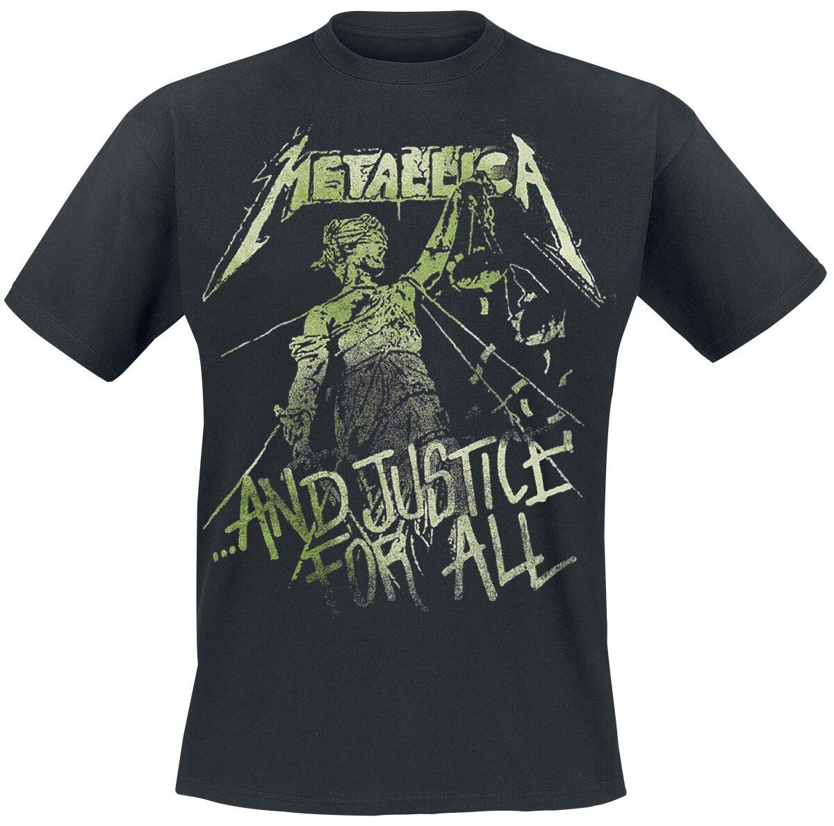 Metallica Men's Justice Vintage_Men_BL_TS:1XL Regular Fit Crew Neck Short Sleeve T - Shirt, Black (Black Black), X-Large (Manufacturer Size:X-Large)