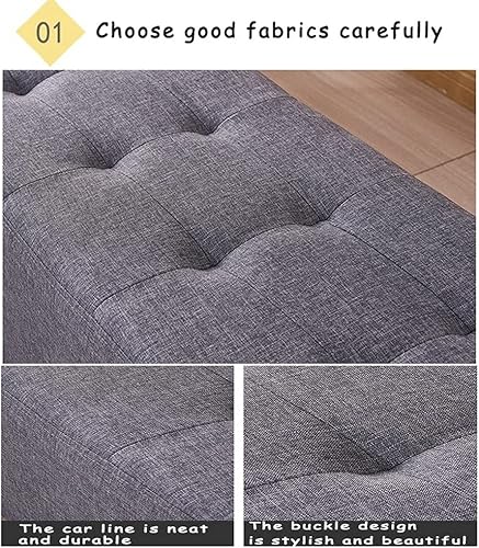 Miniatura 2 de Taburete de almacenamiento plegable otomana con patas de madera taburete de lino con relleno de esponja altamente elástica color gris oscuro