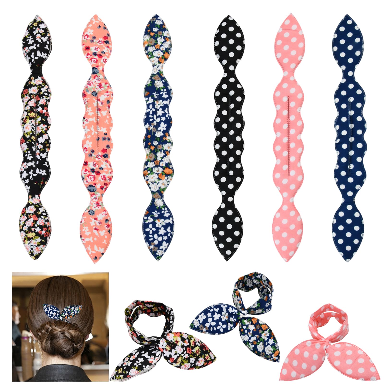 Donut Hair Bun Maker Spugna Schiuma Chignon per Ciambella 6 Pezzi Hair Styling Tools