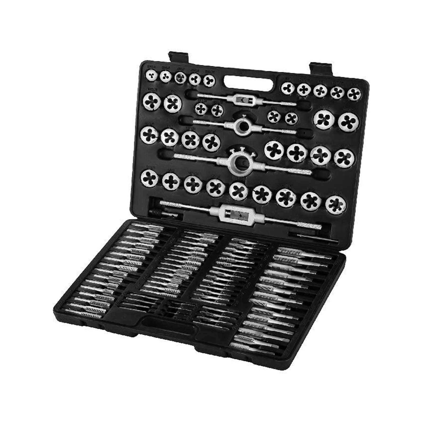 Tap And Die Set 60 sztuk 86 sztuk 110 sztuk wolfram/stal węglowa ręczne narzędzie do gwintowania W/klucz śrubokręt do naprawy cięcia(86PCS)