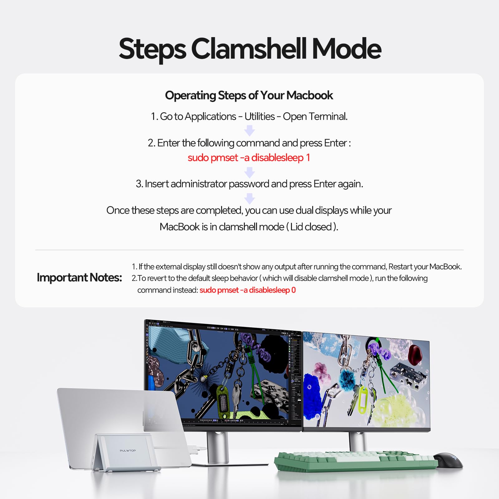 Station d'accueil Double écran 4K à 60 Hz pour MacBook Pro/Air M4/M5