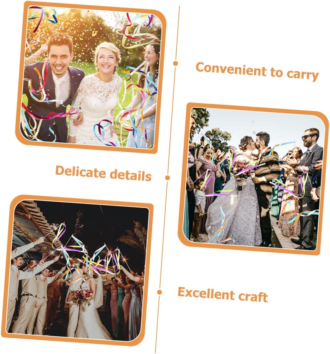 30pcs Wedding Streamers Handles Decorative Fairy Wands for Wedding Layout Party Celebrations Festive Events and Home Decor