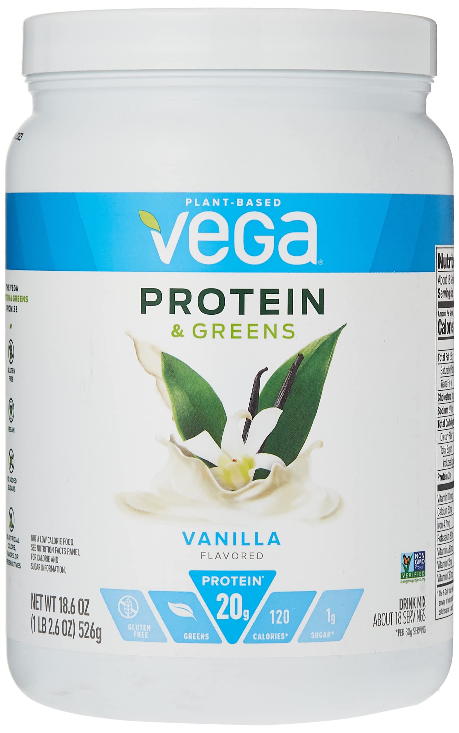 VegaProtein & Greens French Vanilla, 18.6 oz.