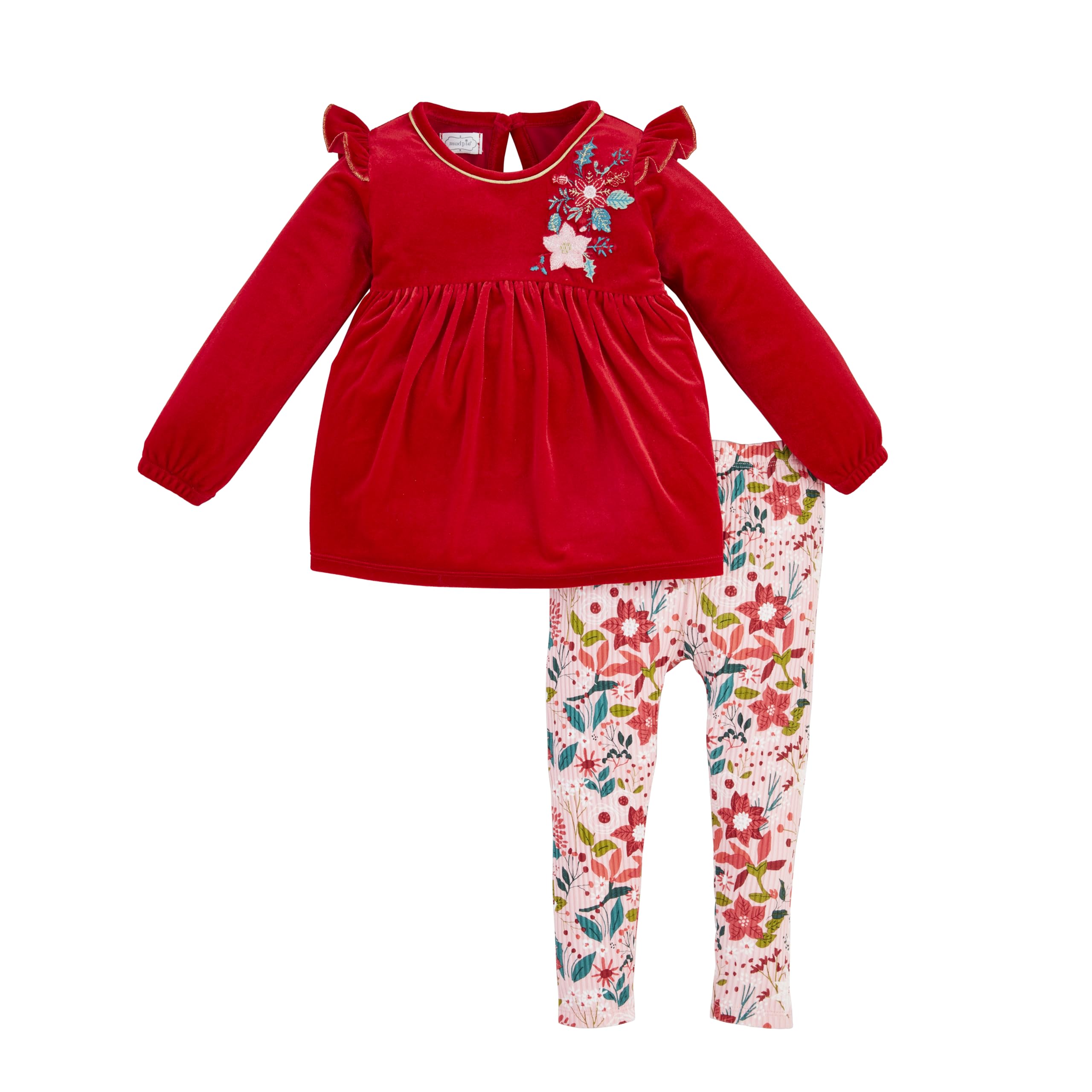 Mud Pie Girls Children's Poinsettia Tunic and Legging Set