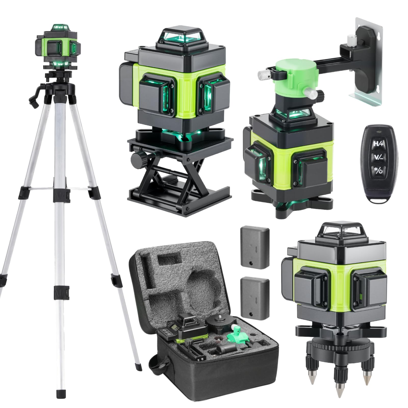 Multifunctional 4D 16 Lines Laser Level 3° Self-leveling Machine USB Rechargeable Lithium Battery Leveling Tool with 1.2M 3-Heights Adjustable Alloy Extension Bar Tripod Stand