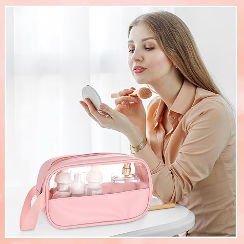 Miniatura 6 de Tanlade 18 bolsas de cosméticos transparentes a granel, bolsa de maquillaje translúcida para mujer, impermeable, portátil, juego de bolsas