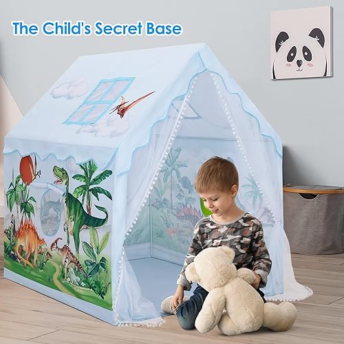 Miniatura 10 de Tienda de campaña para niños pequeños para interiores y exteriores, castillo de princesa rosa grande con ventanas, muebles de habitación para niños,