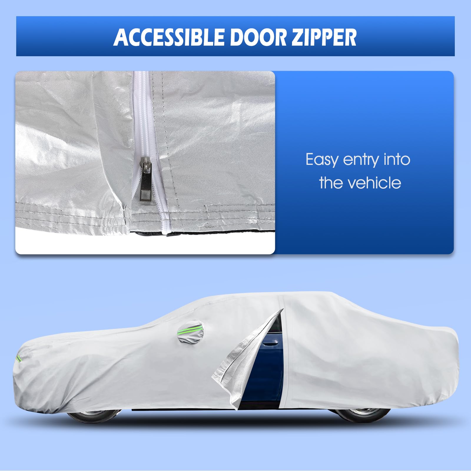 Migaven - Telo copriauto su misura per Dodge Challenger 2008-2025, impermeabile, protezione da sole e pioggia, con cerniera per portiera e fodera in cotone