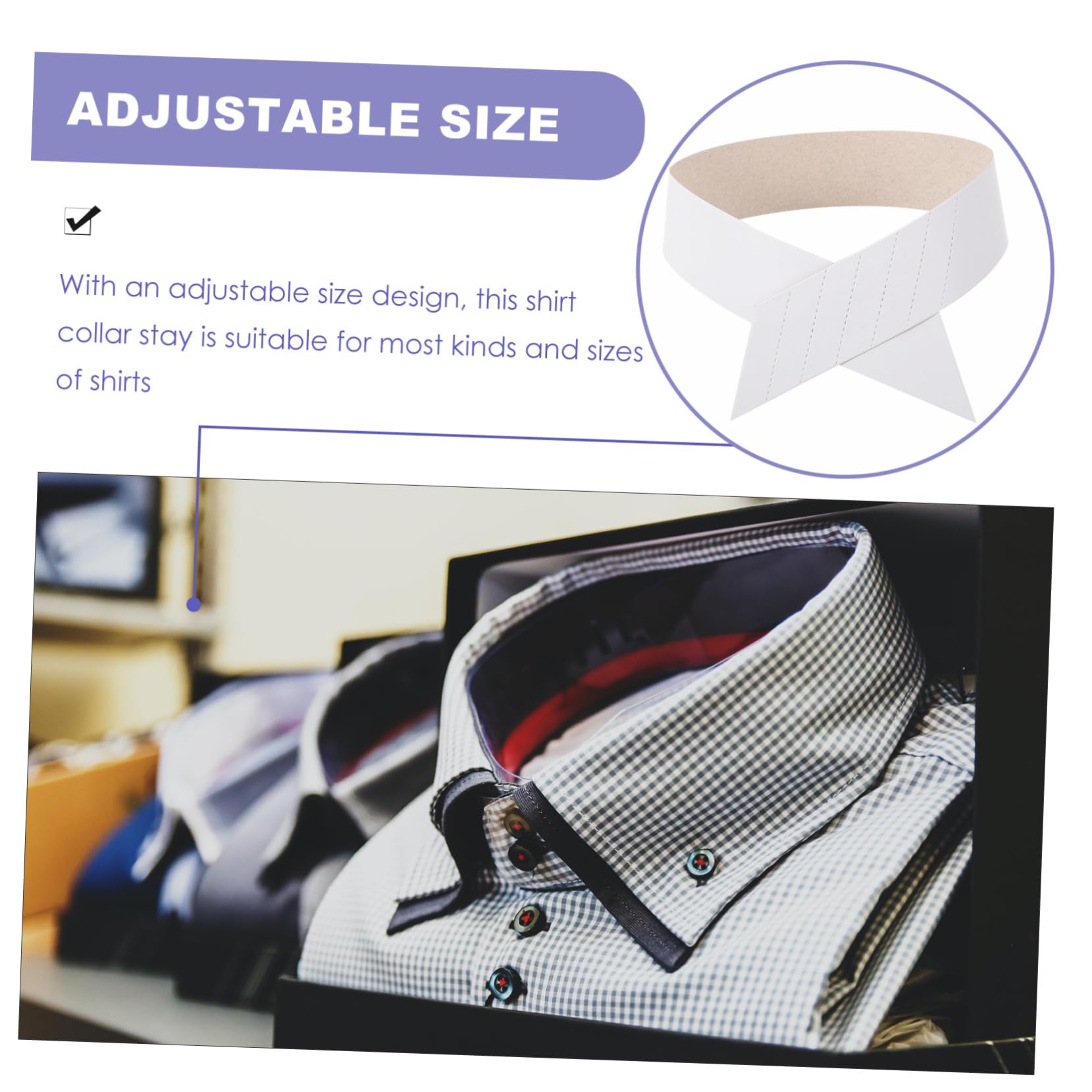 FOMIYES Shirt Collar Support Strips 100pcs Paper Collar Stays for Men's Dress Shirts