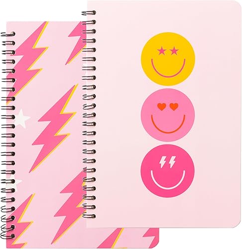 L1rabe 2 cuadernos de espiral A5 preppy para adolescentes y niñas de regreso a la escuela, diario Y2K de tapa dura para estudiantes universitarios,