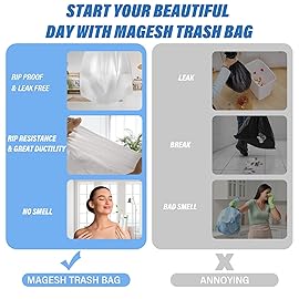 8 Gallon Trash Bags Strong, Magesh Small Trash Bags 6-8 Gallon 85 Count, Medium Garbage Bags Unscented, Leakage-Free for Bathroom Kitchen Office Trash Can, Clear, 30L