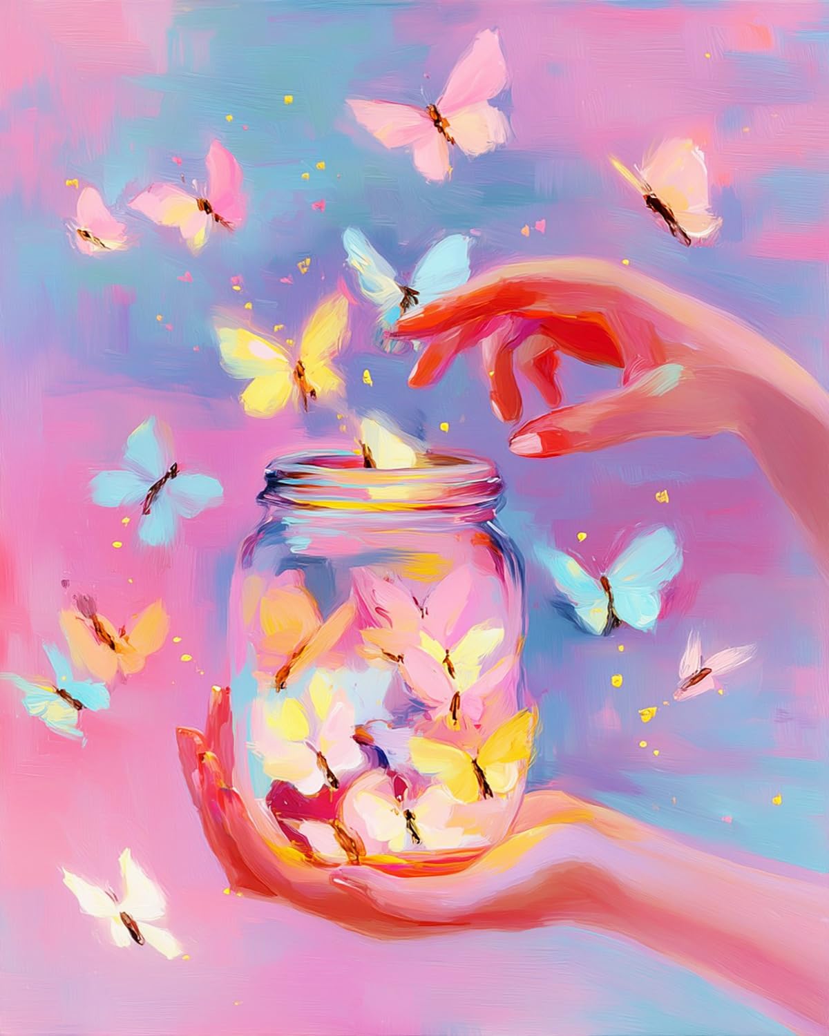 Liubaishi Multicolour Paint By Numbers For Adults, Butterfly Jar Theme, 40X50 Cm Acrylic Canvas Kit With Brushes And Paints