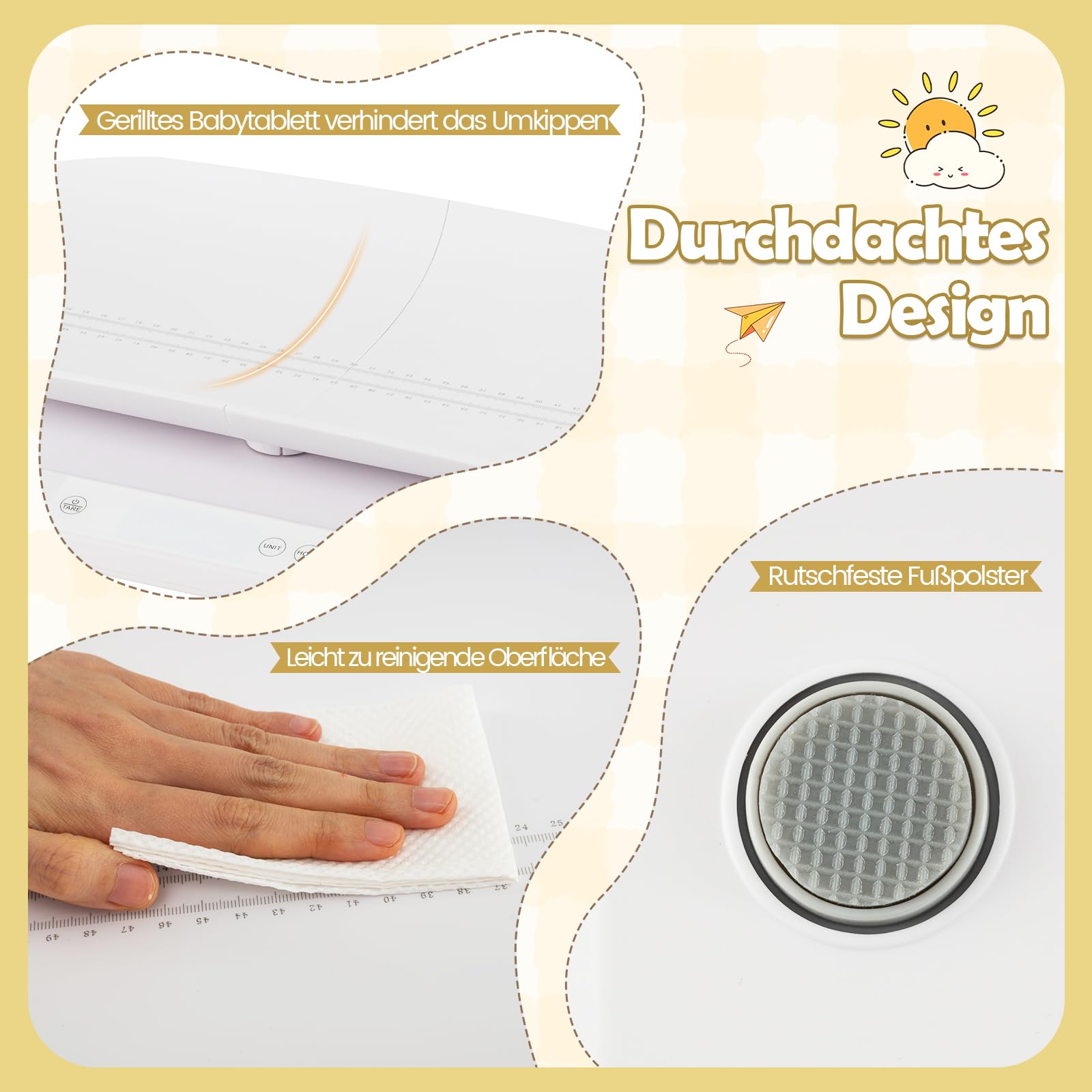 COSTWAY Babywaage digital, 50 g bis 150 kg, Kinderwaage mit abnehmbarem Tablett, Säuglingswaage mit LED-Anzeige, 5 Messmodi & Tarafunktion, Dititalwaage, Tierwaage für Baby, Erwachsene
