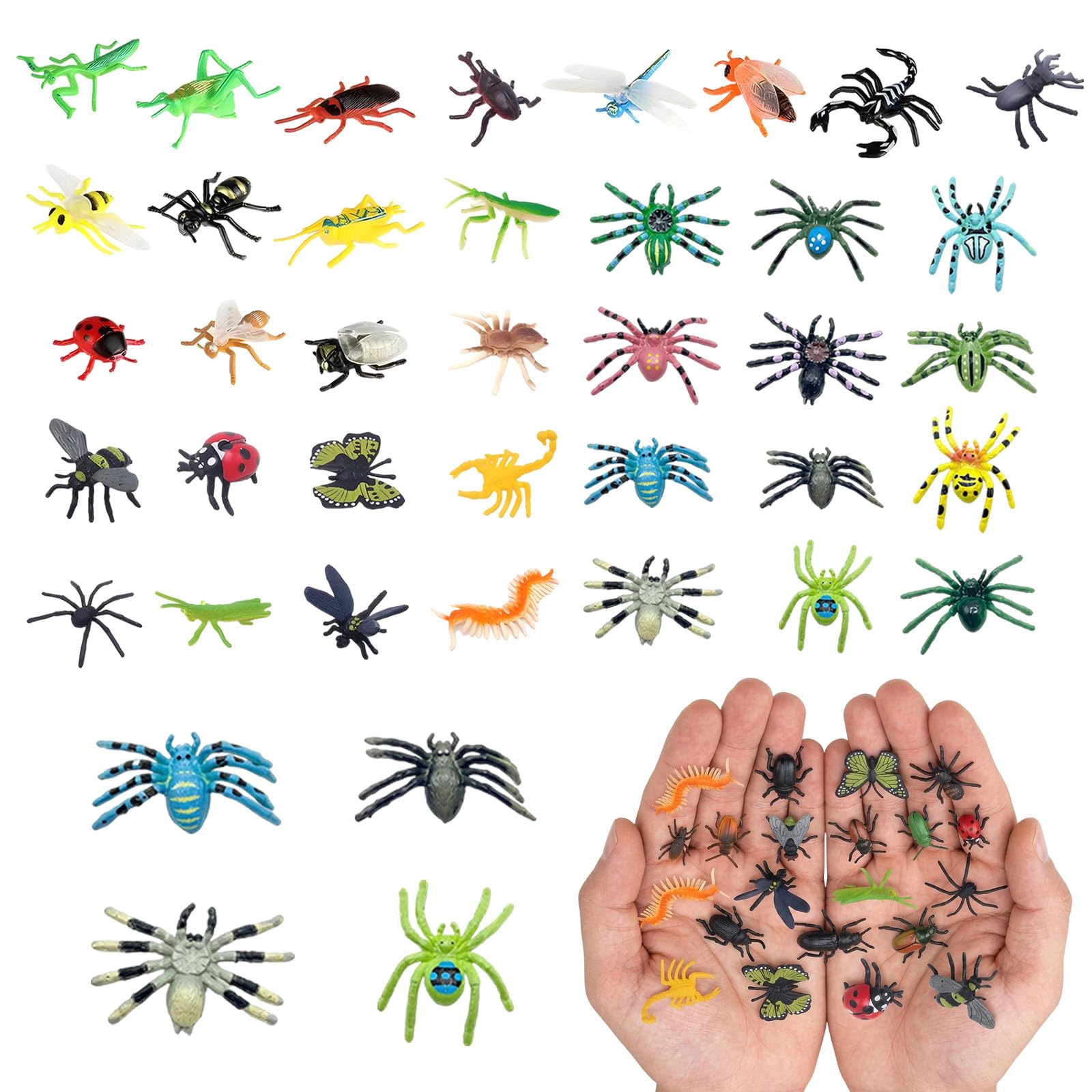 KSVFTB 36pcs Insect Models with for Parties Gifts,Bugs Toys, Realistic Minibeasts Collection, Educational Nature insects Exploration Set,Educational Play,Collecting,Game Rewards.