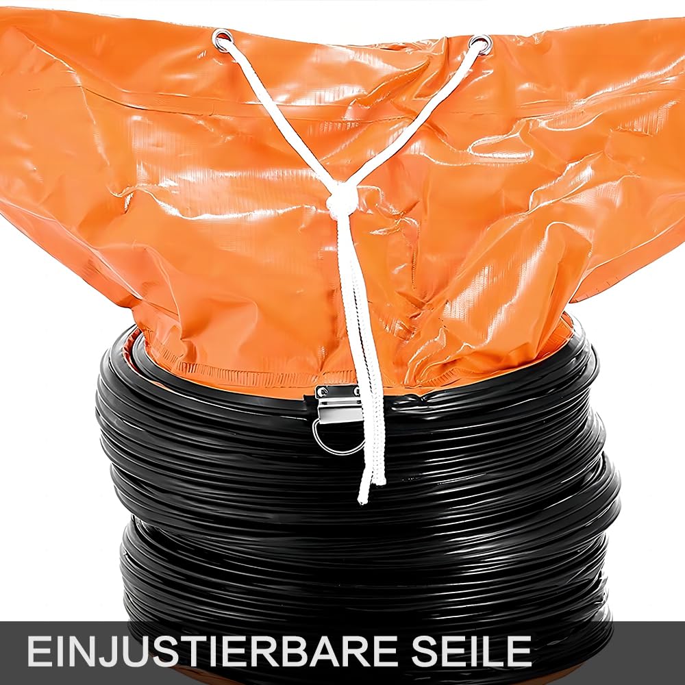 Manguera flexible de conducto de PVC, 350 mm de diámetro, 7,6 m de longitud, ignífuga para ventilador, con cuerda ajustable y anillo en D, fácil almacenamiento (350 mm x 7,6 m)